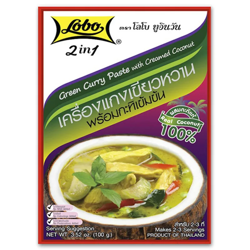 Green curry paste with creamed coconut